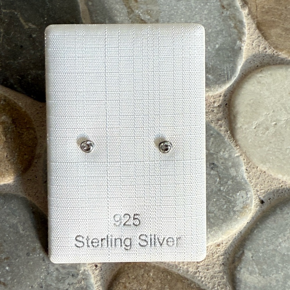 Sterling Silver Bezel Set CZ Earrings
